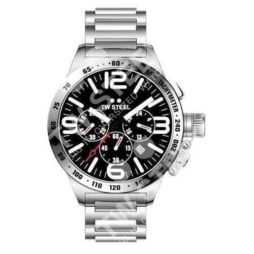 Image of TW 301 TW Steel Canteen 40 mm Chronograph Unisex ur<br>sort urskive og stållænke